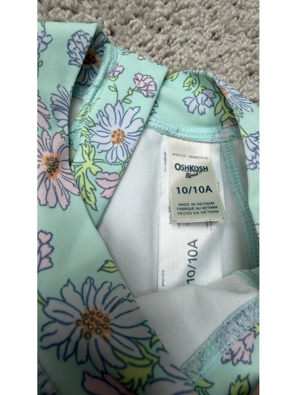 OshKosh B'gosh Girls Size 10 Floral Long Sleeve Swimsuit